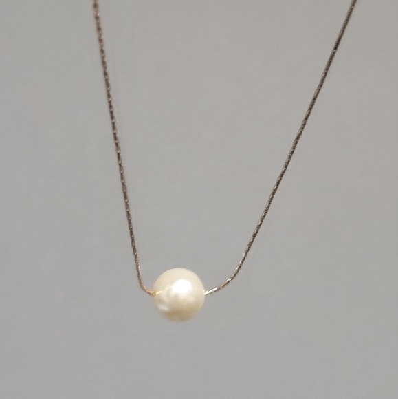 GOLD SINGLE PEARL FASHION NECKLACE - Picture 2 of 6